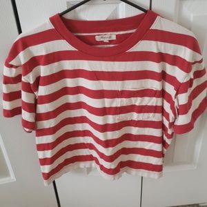 Madewell rugby red white crop top